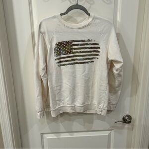 Red White Blue Apparel Crew Neck American Flag Sweatshirt Small